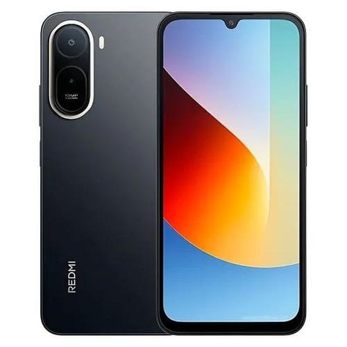 Redmi A7 Pro in black, front and back view with the 13MP camera and teardrop screen